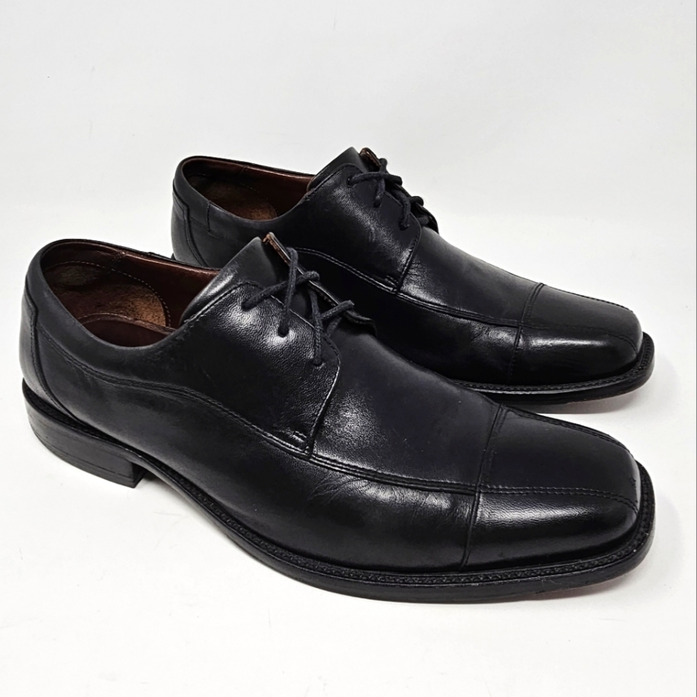 Johnston & Murphy Dobson Black Leather Cap Toe Sheepskin Lining‎ Mens Size US 11